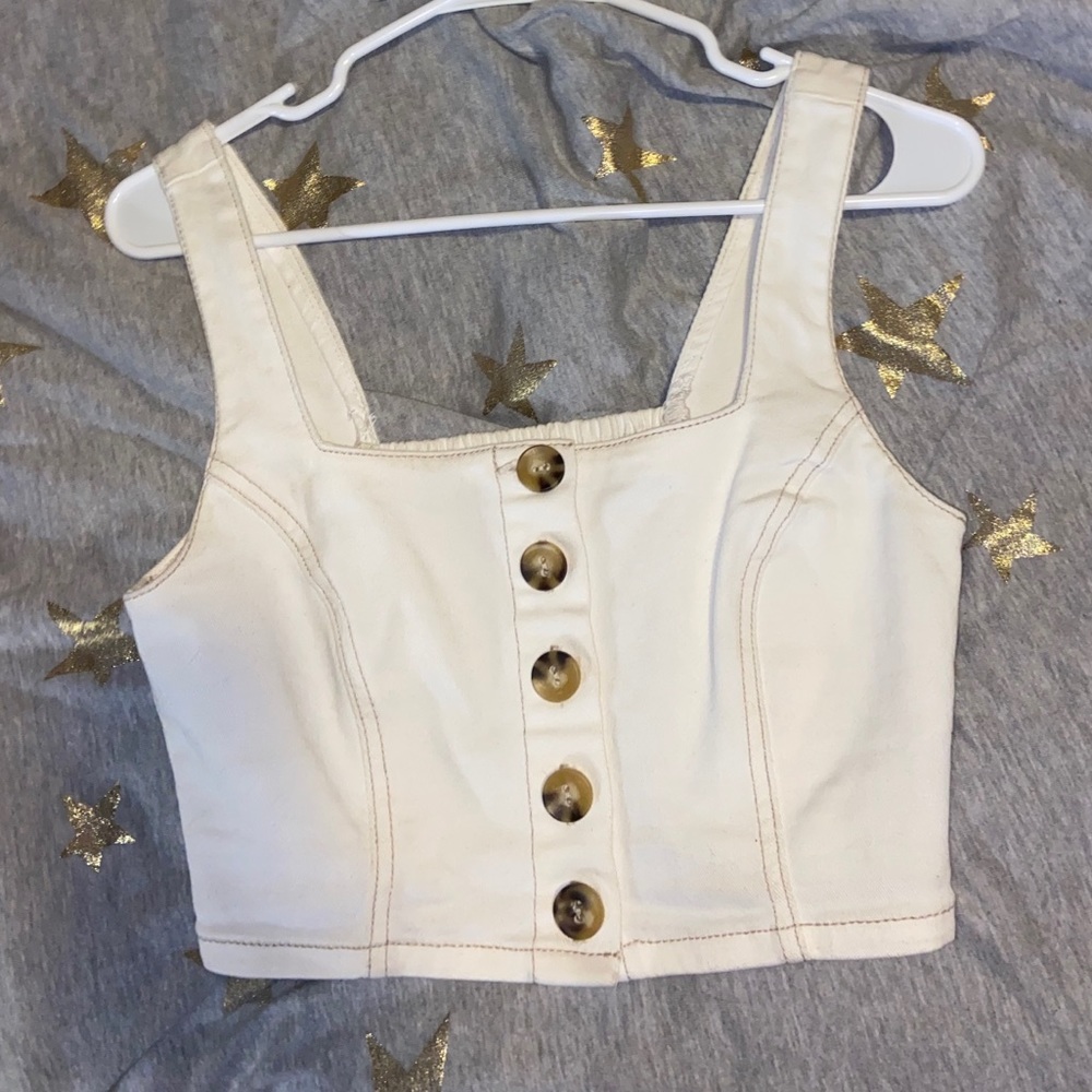 white button up crop top